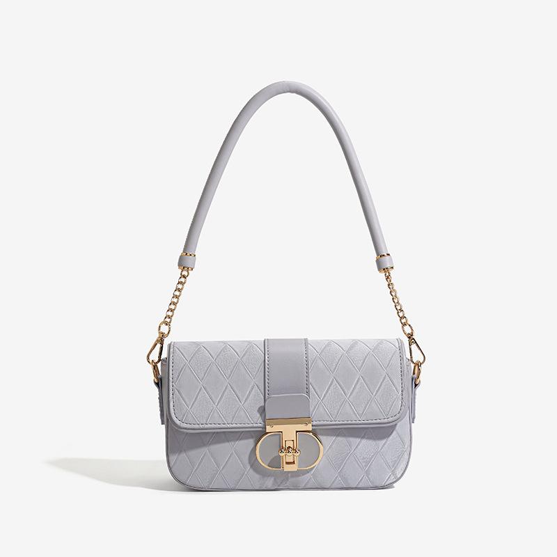 Textured Diamond Square Bag New Peach Oolong French Armpit Bag Niche Plaid Single Shoulder Crossbody Bag for Women