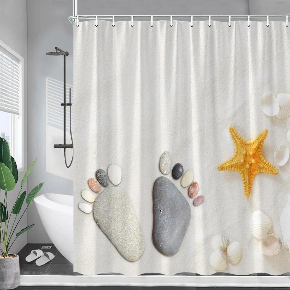 

Zen Landscape Shower Curtains Butterfly Grey Massage Stone White Flower Spa Scenery Bath Curtain Fabric Bathroom Decor Set Hooks 180x200cm-70x78in