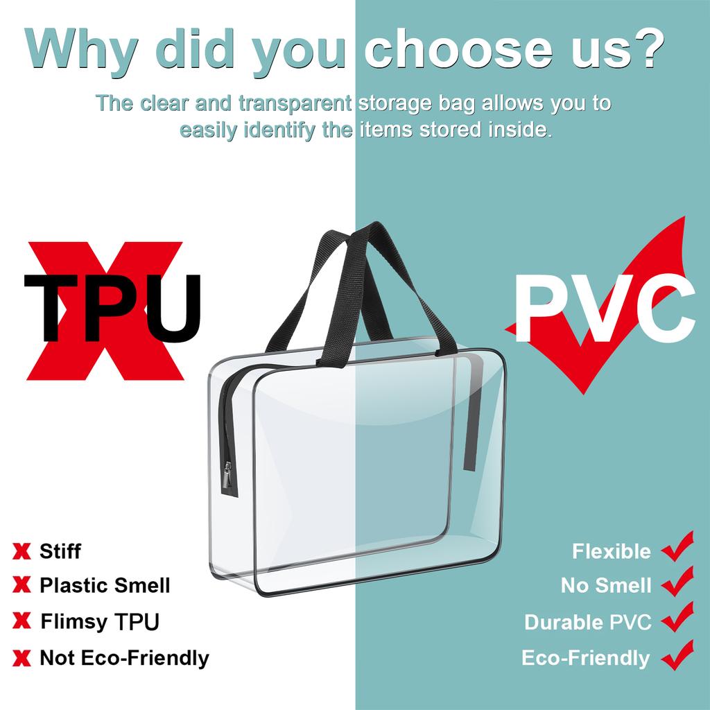 4/6Pcs Toy Storage Bag Clear PVC Children's Building Blocks Organizing Bag with Zipper Waterproof Makeup Sorting Bag Travel Bag