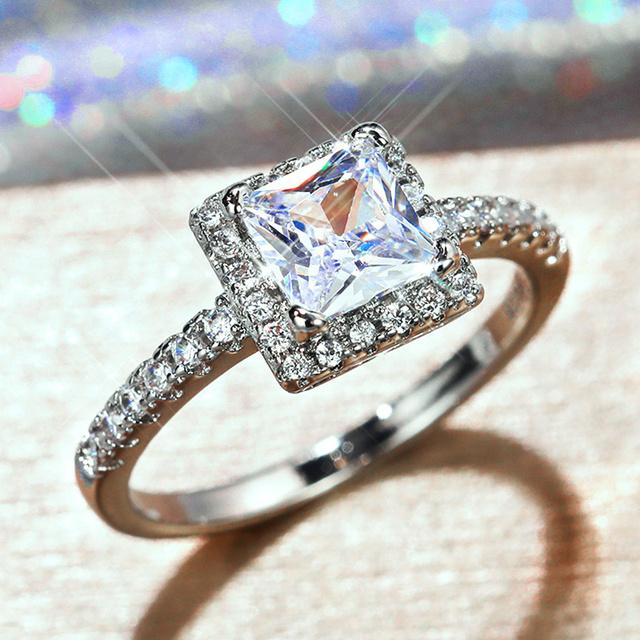 

Новые идеальные женские обручальные кольца с фианитом в огранке принцессы, модные контрактные стильные высокого качества 8