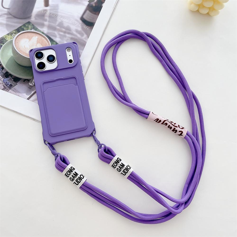 Wallet Crossbody Phone Case for IPhone 17 Air 16 15 14 13 12 11 Pro Max X XS XR Strap Necklace Card Holder Soft Silicone Cover