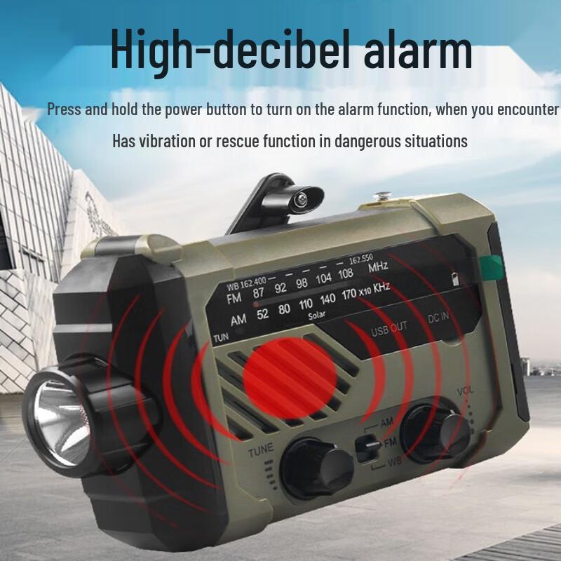 Emergency Hand-Crank Solar Flashlight Radio Power Bank