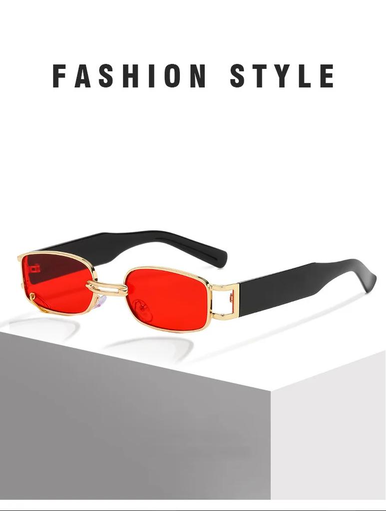 Fashion Punk Square Sunglasses Women Luxury Brand Small Frame Sun Glasses Female Rectangle Metal Mirror  Feminino