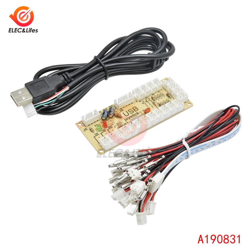 DIY Zero Delay Arcade USB Encoder PC to Joystick Arcade Rocker Circuit Board Control Module for MAME 1Pin with Cable Push Button