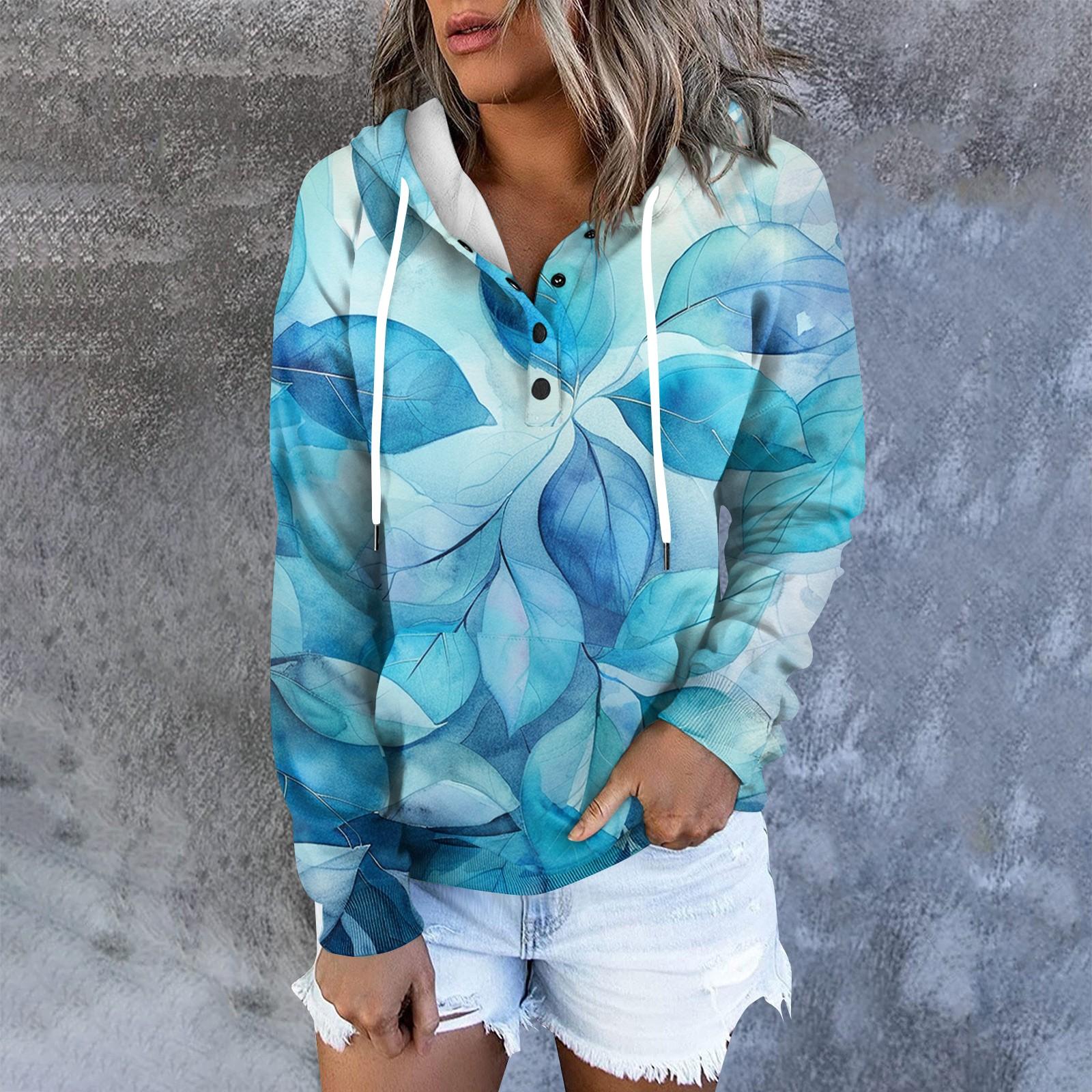 

Женская повседневная модная толстовка с длинными рукавами и круглым вырезом с принтом L циан