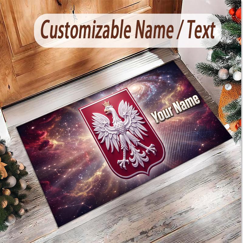 Personalized Crystal Velvet Carpet Poland Football Pattern Non Slip Floor Rug