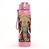 1PC Colorful Decorated Elephant Art Print 750ml Color Plastic Sports Water Bottle Leakproof Flip Straw Lid Suitable for Sports Office Home Use