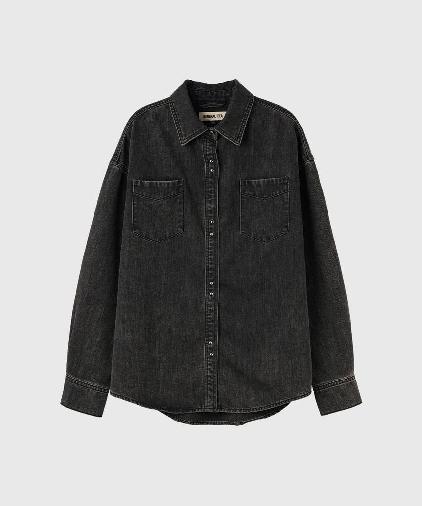 GENERALIDEA Loose Fit Washed Denim Shirt [Black] / Gf3Lsh505