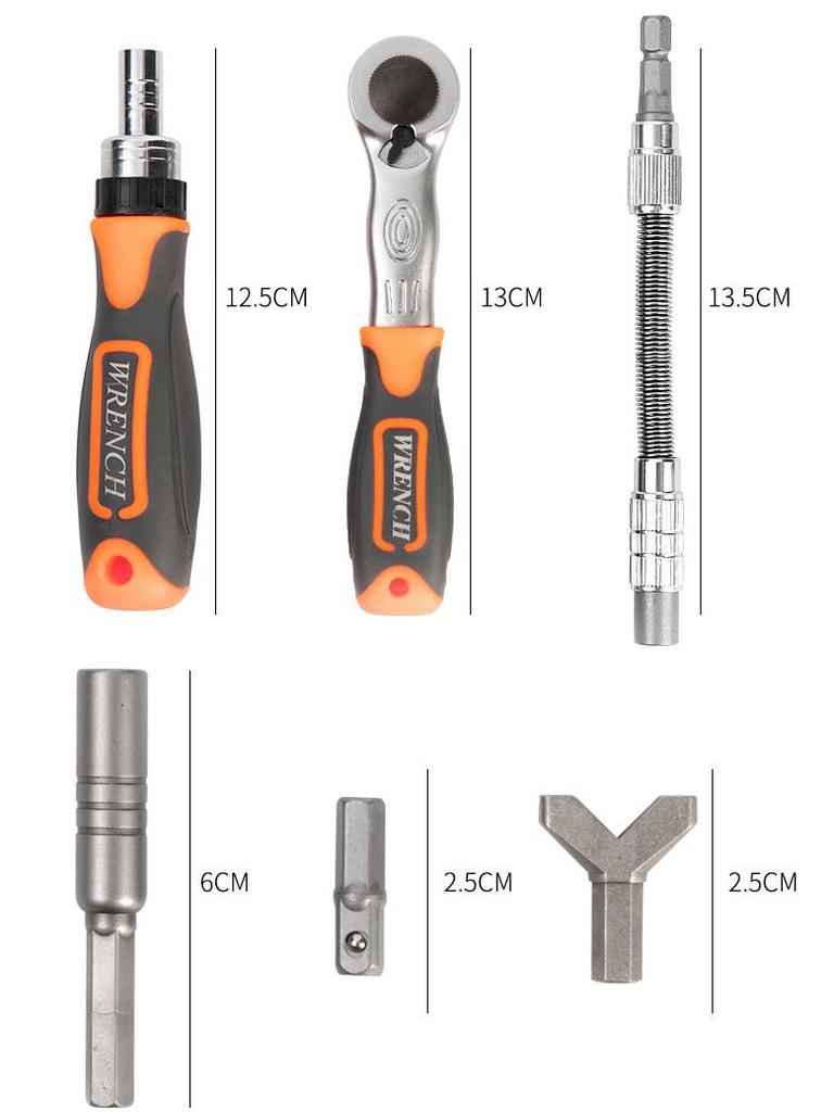Zestaw 38-w-1 Wielofunkcyjny Klucz Grzechotkowy i Bity Śrubokrętowe do Napraw Domowych