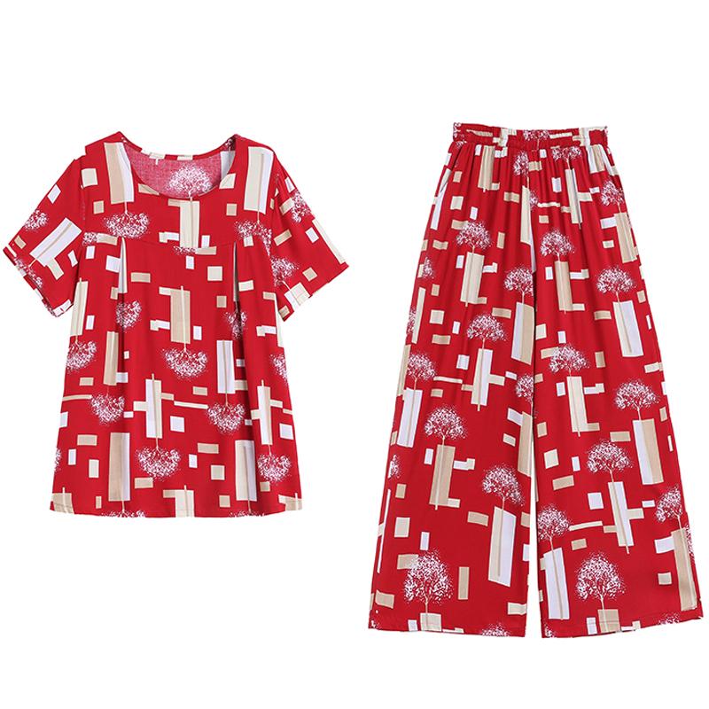 Summer Plus Size 2 Piece Sets Women Outfit Elegant  Loose High Waist Wide Leg Trouser Sets Female