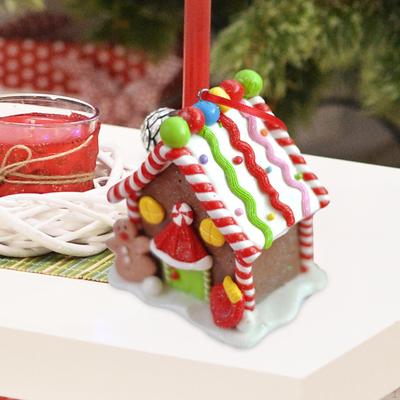 Christmas House Statue Resin Tabletop Decoration Fairy Garden Sculpture Desktop Craft for Office