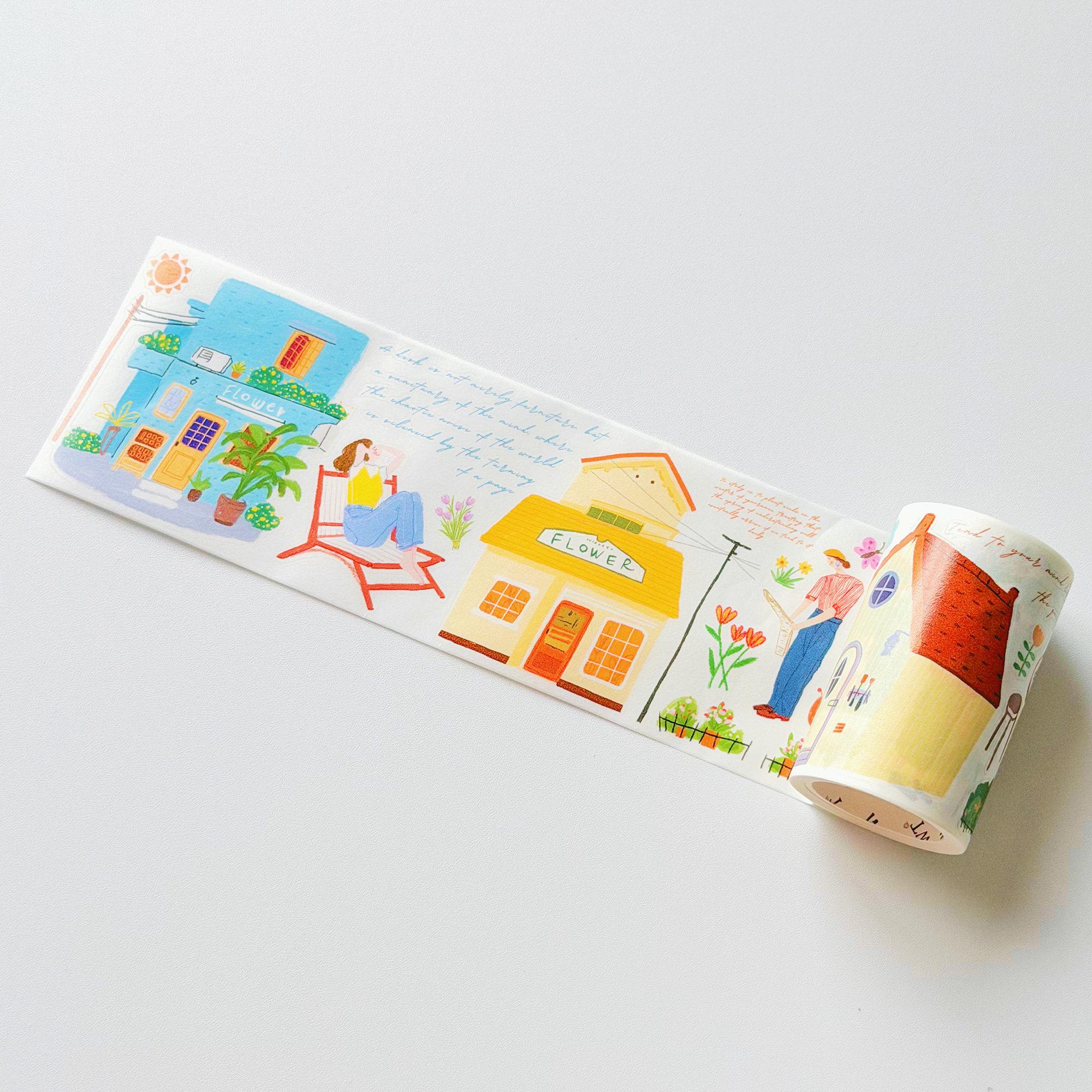 WT Washi Pet Tape Forest Neighbor Small Town Flower Town Die Cut Notebook Washi Pet Tape Washi Pet Tape