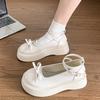 Fashion Bow-Knot Soft Shoes Woman Flats Oxfords Clogs Platform Butterfly Dress Leather Summer New Creepers Mary Janes Butterfly-knot