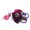 [Stylish Kimono Iroha] Hair Ornament Set for Coming-of-Age Ceremony, Chirimen Fabric, 2 Pieces, Red & Purple