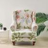 Spandex Wingback Chair Covers Stretch Wing Armchair Cover with Seat Cushion Cover Elastic Sofa Slipcover Flower Print Sofa Cover