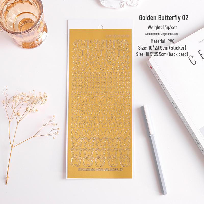 Waterproof PVC Hot Stamped Silver Flower Notebook Stickers