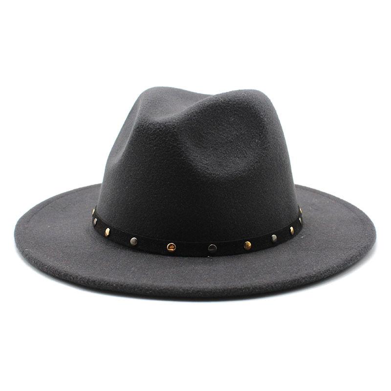 2021 Season Big Eaves Hat Flat Edge Top Hat Men And Women White Woolen Jazz Hat