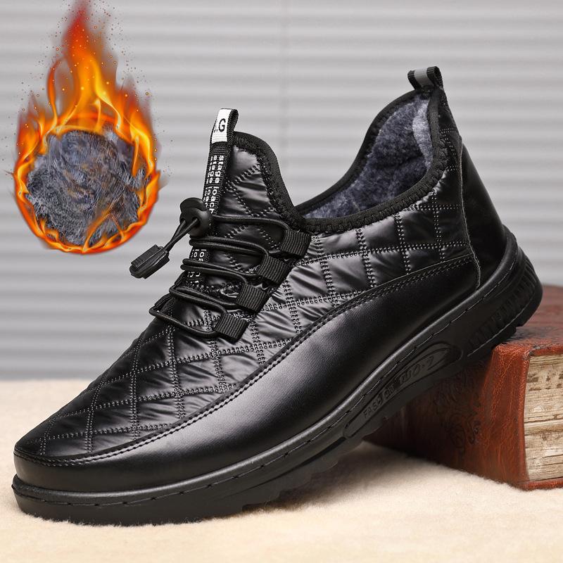 

Осенне-зимняя мужская и женская толстая и удобная обувь на флисовой подкладке, дышащая нескользящая обувь из искусственной кожи