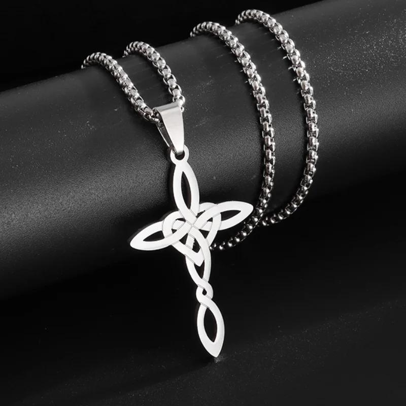Nordic Rune Celtic Knot Necklace Men Stainless Steel Pendant Valknut Pagan Men Scandinavian Jewelry Punk Gift