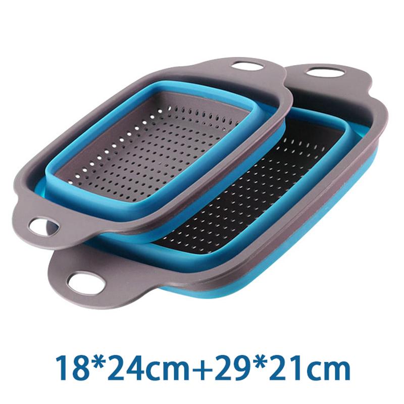 Silicone Folding Drainer Basket Portable Kitchen Strainer Fruit Vegetable Washing Folding Drainer Kitchenware Drain Device GLW01