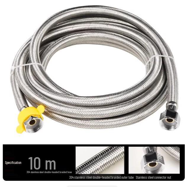 4-Min Stainless Steel Braided Dual Inlet/Outlet Hose for Hot/Cold Water Faucet, Heater, Angle Valve & Toilet.