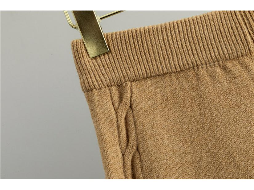 Women's Versatile Autumn/Winter Half-Zip Knit Top and Wide-Leg Pants Set