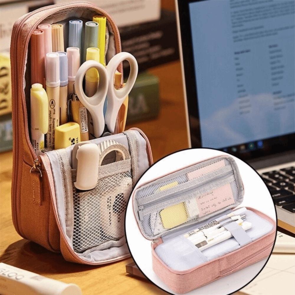 Large-capacity Folding Pencil Case Double-layer Student Stationary Boxes  Study Supplies