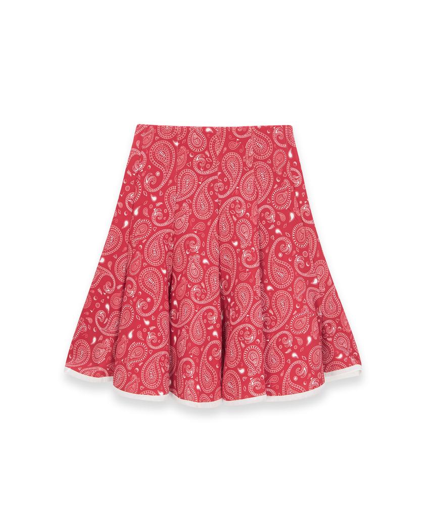 Five Hours Paisley Swing Skirt_Red