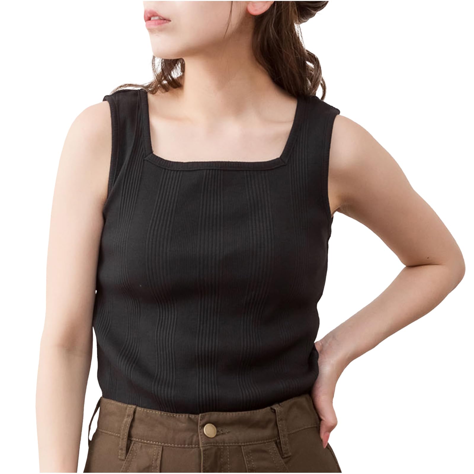 

Crossmarberry Black Cotton Tank Plus Loose Square Black Sports Bra Strap Perfect for and Women s Top, Sizes, Opaque, Fit, Pattern, Stylish, Cotton, чёрный