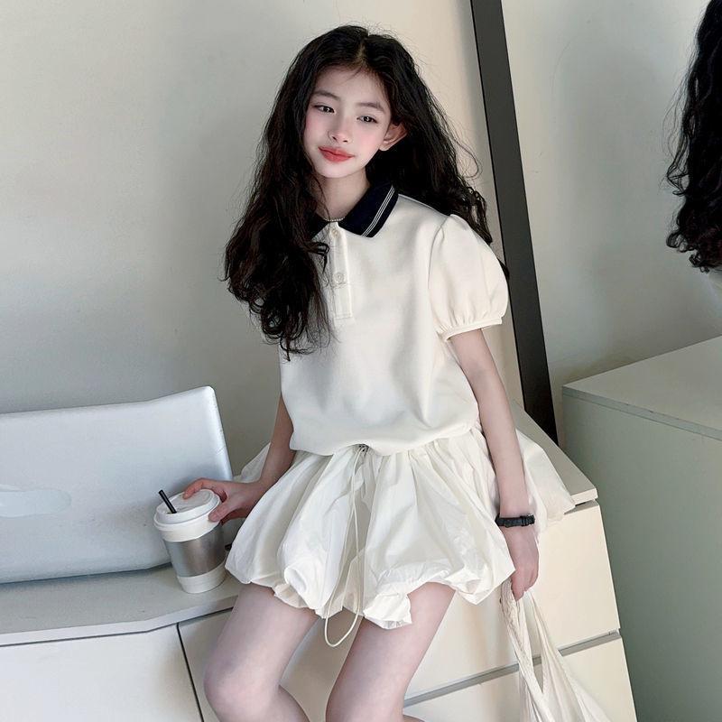 

Летнее платье для девочек в корейском стиле, свободного кроя, с отложным воротником - Принцесса, колледж, мода для подростков 170cm