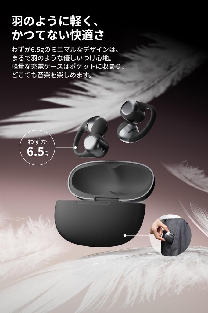Shokz OpenDots ONE Ear Cuff Wireless Earbuds, Open-Ear Earphones with Dolby Audio, 40 Hours of Playback Time, Sound Leakage Suppression Technology, VG
