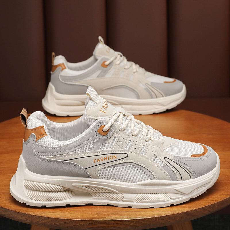 Men's Summer Korean-Style Mesh Sneakers: Breathable, Trendy, Versatile, and Thick-Soled Casual Dad Sports Shoes.