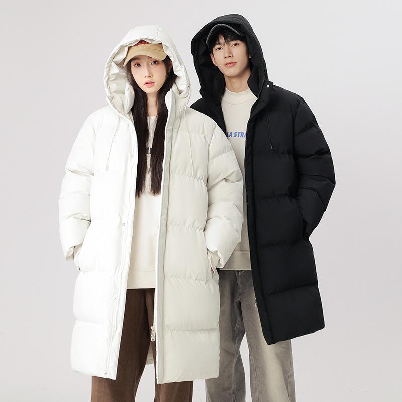 Medium and Long Cotton-padded Clothes for Men and Women In Winter Thickened Warm Hooded Cotton-padded Clothes Over the Knee Cotton-padded Jacket