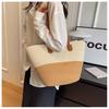 2024 Spring Women's Wool Knit Bucket Bag: Retro Pastoral Style Straw Shoulder Bag