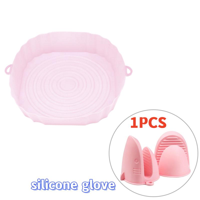 Air Fryer Pan Silicone Basket Airfryer Oven Baking Silicone Tray Reusable Airfryer Pot Pan Liner Mold Pizza Fried Kitchen Tools