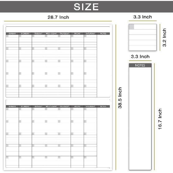 Large Dry Erase Calendar for Wall - Undated 2 Month Wall Calendar, 38" X 28"(Vertical), Erasable & Reble Laminated Wall Calendar Dry Erase with 8