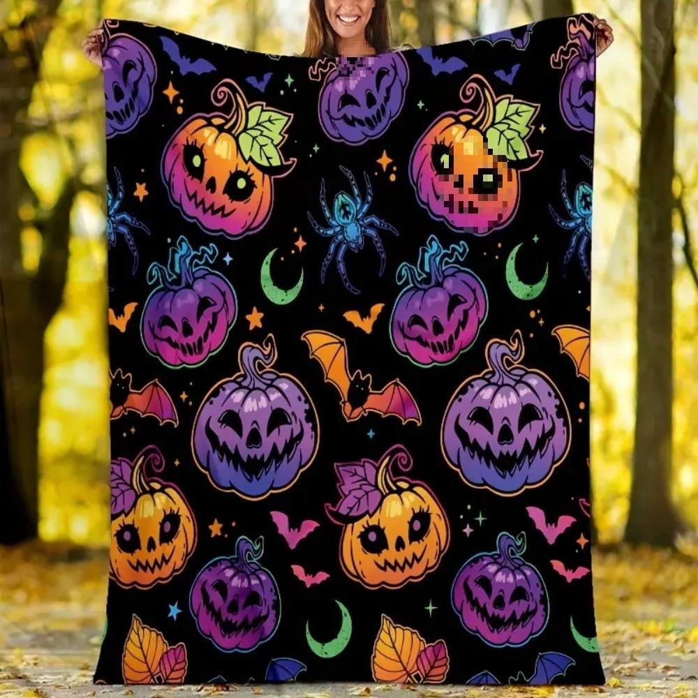 Flannel Fleece Blanket Cover Flannel New 2024 Halloween Bed Sheet Blanket Home Sofa