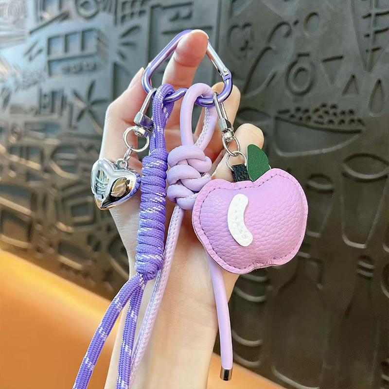 Creative leather apple bag pendant keychain exquisite and cute fruit cotton pendant bag accessories small gifts