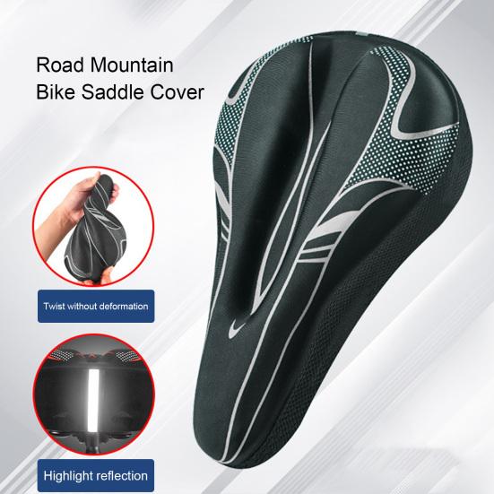 Bike Cushion Cover Reflective Ergonomic High Elasticity Non-slip Sponge Filling Soft Road Bike Seat Cover Cycling Supplies