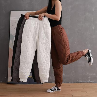 Autumn and Winter Plus Size Women's Thickening Plus Thin Velvet Elastic Waist Hundred Light Warm Loose Drawstring Feet Anti-cold Windprooftrousers