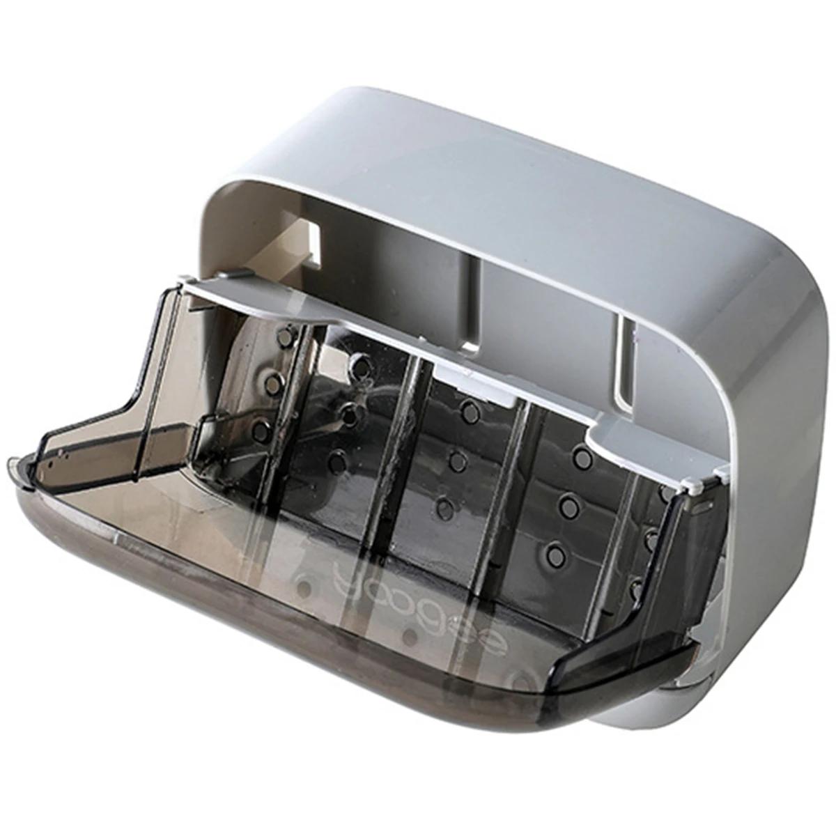 

1 шт. Настенный держатель для мыла Мыльница с откидной крышкой Бесплатная перфорация Подставка для слива мыла Двойная решетка Стойка для стекания мыла для ванной комнаты