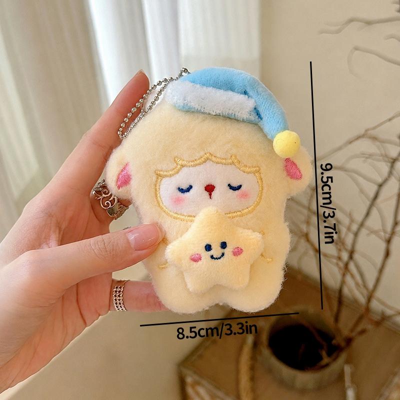 Cartoon Cuddly Little Lamb Keychain Plush Sheep Hanging Ornament Starry Lamb Bag Accessory Pendant Birthday Festival Party Gift
