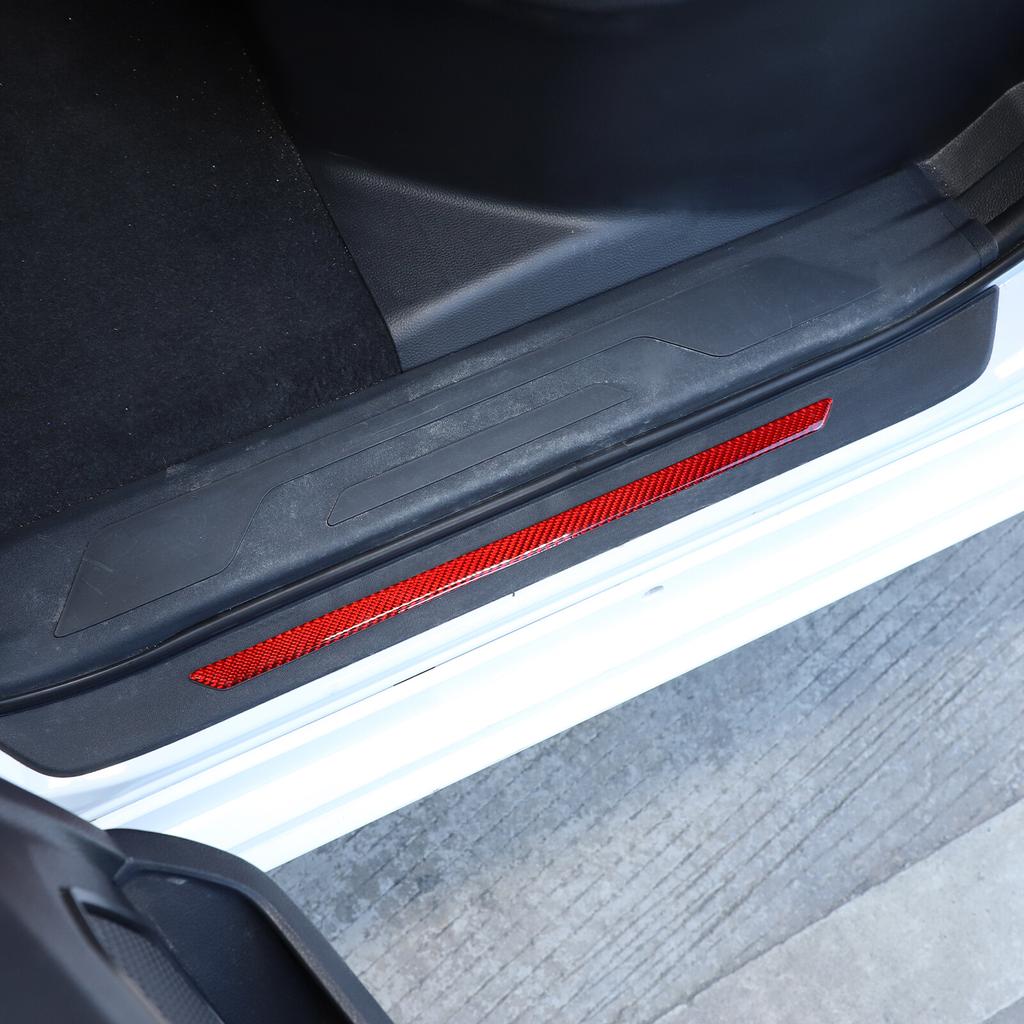 Red Carbon Fiber Scuff Plate Door Sill Cover Protector For Toyota Tundra -24