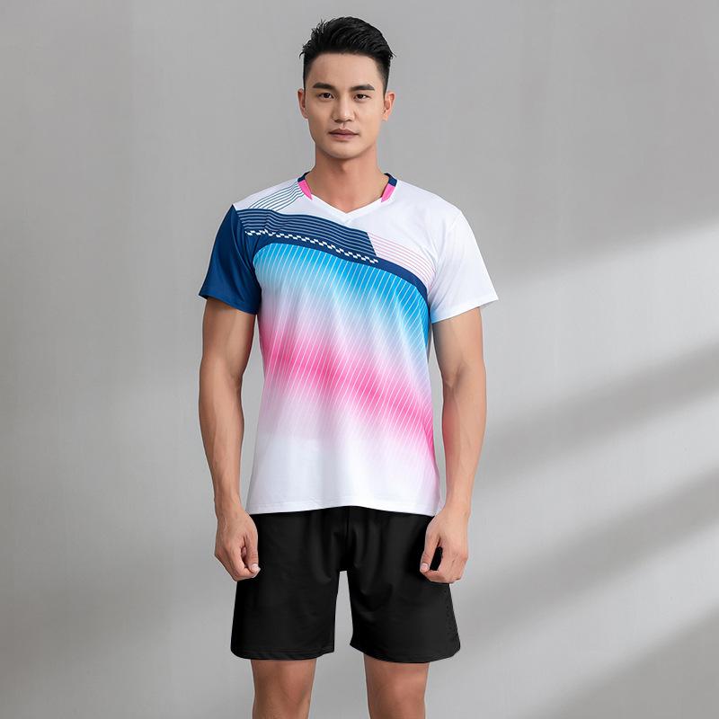 New Badminton Jersey Suit Women's Training Sports Printing Short-sleeved Jersey Competition Special Air Volleyball Clothing Men