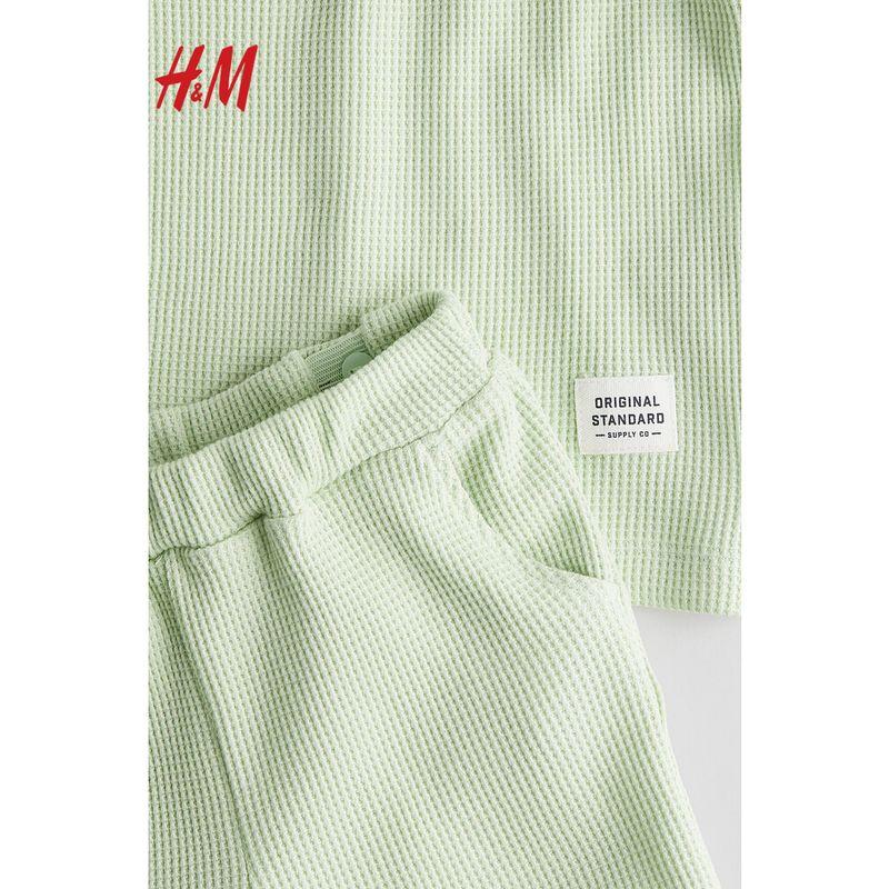 HM Children's Clothing Baby Boys' Suit 2025 Summer New Arrival Cute Texture 2-Piece Waffle Jersey Set 1268797