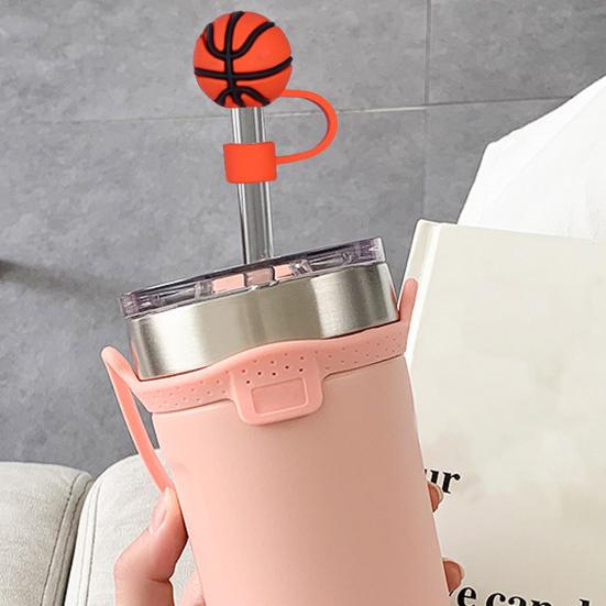 4 Stück Silikon-Strohhalmkappen, 10 mm, staubdicht, auslaufsicher, wiederverwendbar, Fußball-Thema, lebensmittelecht, Flaschenstrohhalm, Staubschutz, Trinkgläser, Trinkhalmaufsätze, Trinkhalm