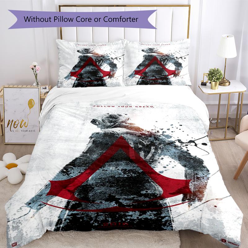 3pcs Assassin's Creed Bedding Set Duvet Cover Closure Includes 1 Duvet Cover & 2 Pillowcases, Soft and Comfortable for All Seasons.