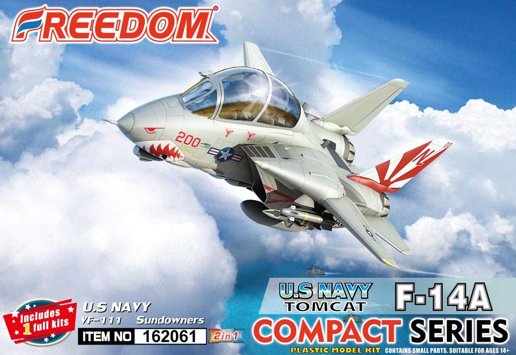 Freedom Model Kits Compact Series US Navy F-14A Tomcat VF-111 Sundowners 2 in 1 Plastic Model Kit FRE162061
