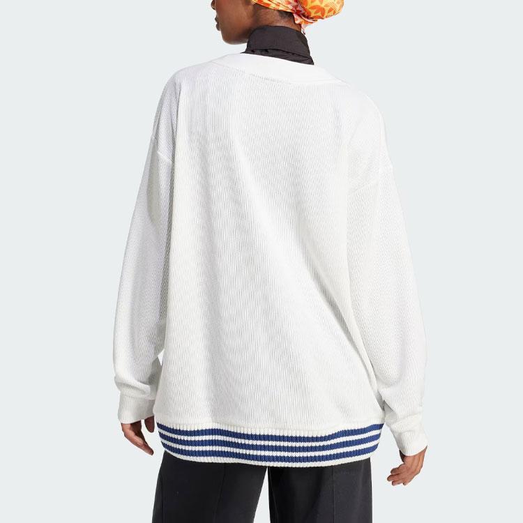 Adidas Originaler Stripet Løstsittende Sports Cardigan Dame Topper Han-Jade-Hvit IT9829