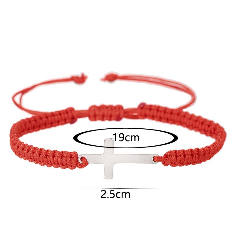Brățări Simple Cruce Negru Alb Frânghie Împletită Cuplu Culoare Argintie Brățară Ajustabilă Bijuterii Creștine
